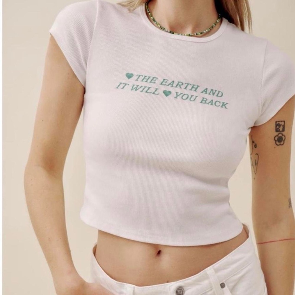 White Reformation Baby Tee
